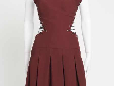 Burgundy Lace-Up Stretch-Crepe Preowned Dress Online