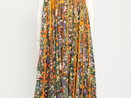 2020 Runway Silk and Cotton Floral Preowned Midi For Sale