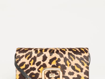 Beige Pony Hair Leopard Print Preowned Crossbody Bag Online now