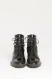 2017 Black Glazed Calfskin Preowned Lace Up Crystal Trimmed Boots Online Hot Sale