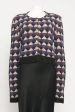 Navy Cotton Woven Intarsia Sweater Preowned Cardigan For Cheap