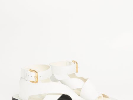 White Leather Preowned Criss Cross Sandal Online Hot Sale