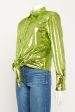 Metallic Green Sequin Preowned Blouse For Cheap