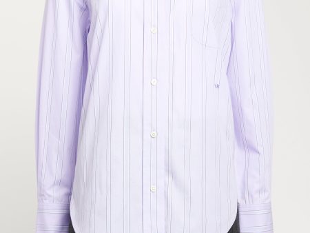 Purple Cotton Preowned Striped Oversized Shirt Online now