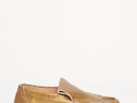 Leather Texture Printed Preowned Loafers Online Sale