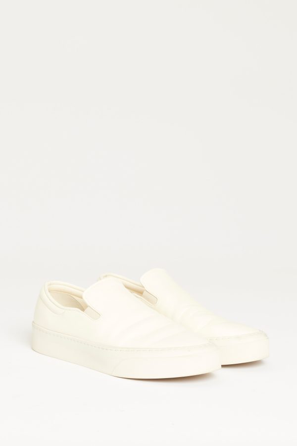 Off White Leather Preowned Marie H Slip On Sneakers For Discount