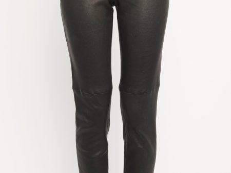 Faux Black Leather Zip Leg Preowned Pants Fashion