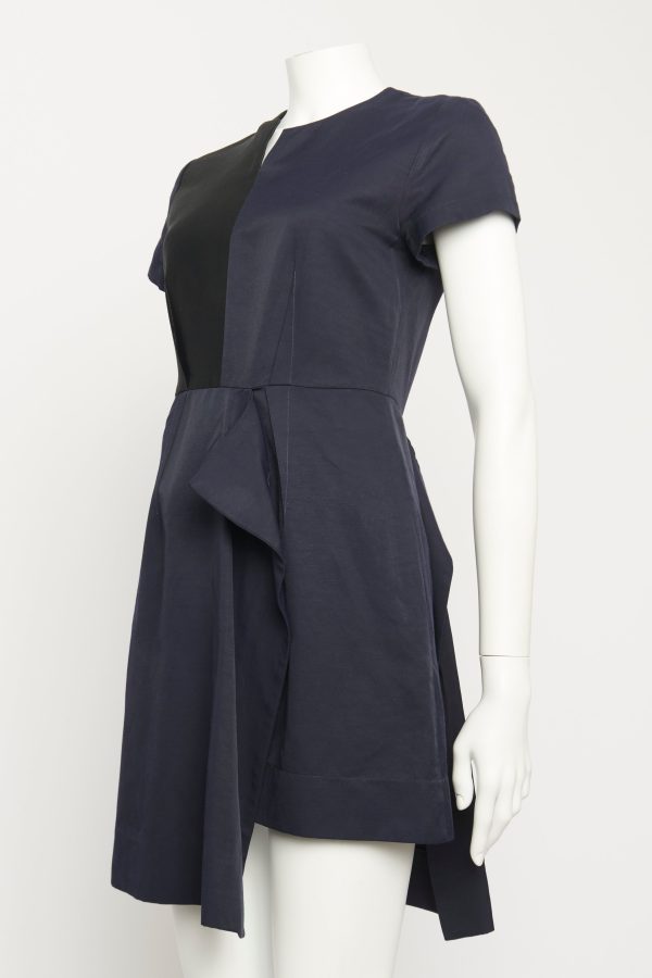 Navy Black Panelled Preowned Dress on Sale