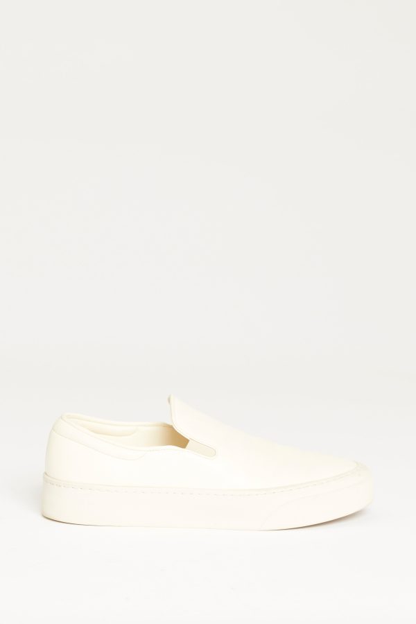 Off White Leather Preowned Marie H Slip On Sneakers For Discount