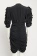 Ebony Ruched Silk Blend Preowned Mini Dress Online