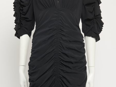 Ebony Ruched Silk Blend Preowned Mini Dress Online