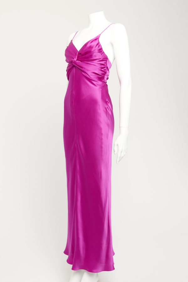 Magenta Silk Preowned Twisted Maxi Dress Discount