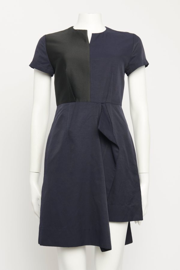 Navy Black Panelled Preowned Dress on Sale