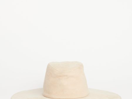 Beige Goat Suede Preowned Wide Brimmed Hat Sale