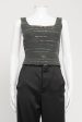 1998 Grey Linen Preowned Embellished Bustier Top Discount