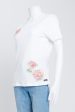 White Cotton T-shirt with Floral Appliques Fashion