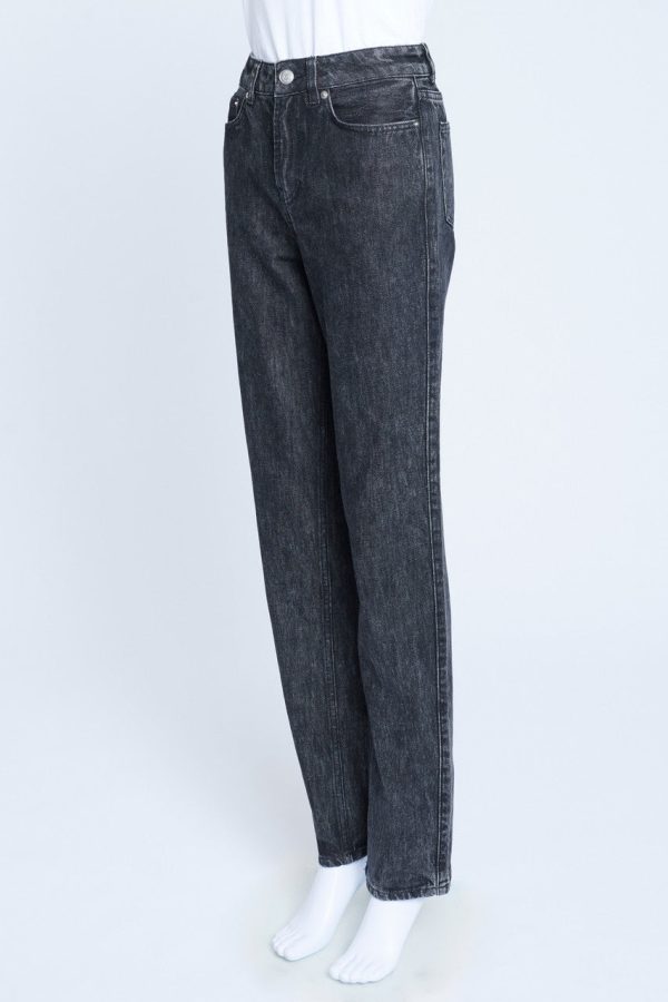 Black Washed Denim Straight Leg Jeans (XS) Online Sale