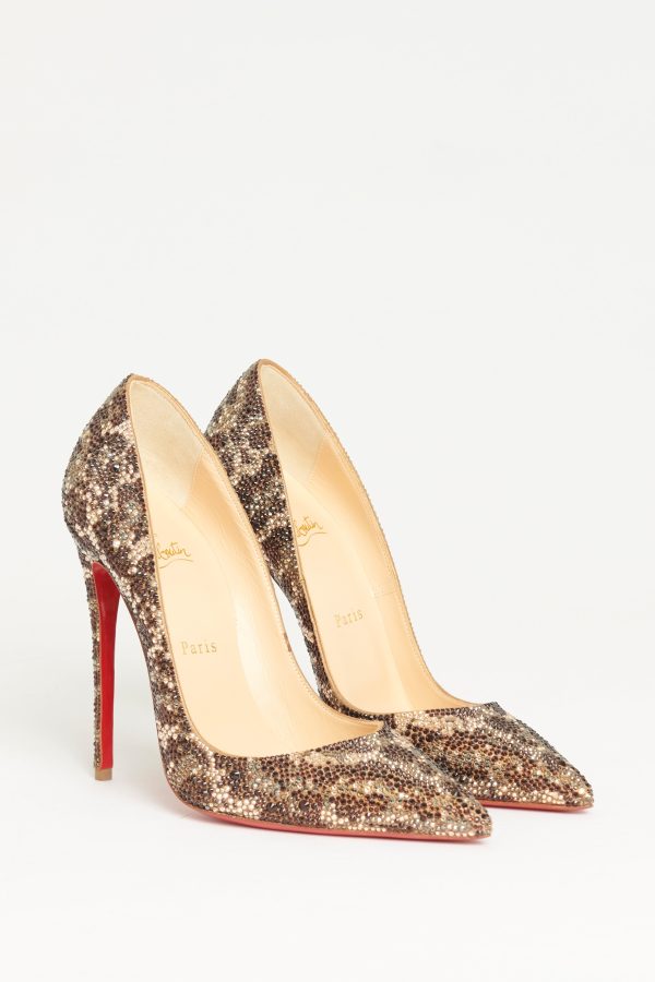 Brown Leather Preowned Leopard Strass So Kate 120 Pumps For Sale