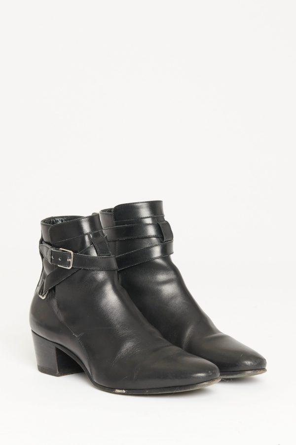 Black Leather Preowned Blake Ankle Boots For Discount