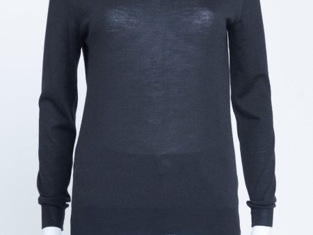 Black Lightweight Wool Round Neck Preowned Jumper For Sale