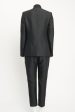 Black Wool Jacquard Blend Preowned Leopard Two Piece Suit Online