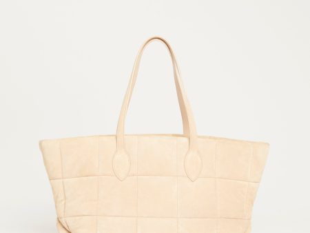 Beige Suede Preowned Florence Quilted Tote Bag Online Sale