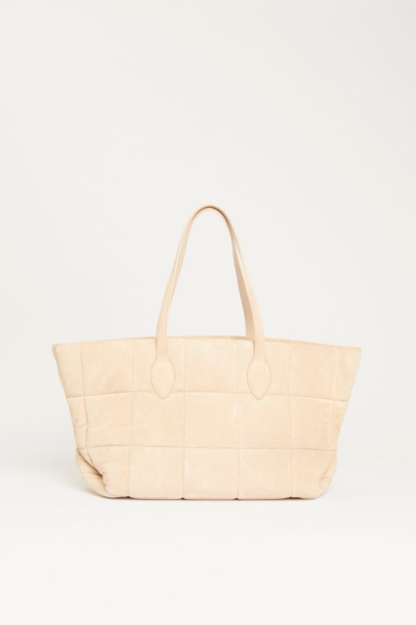 Beige Suede Preowned Florence Quilted Tote Bag Online Sale