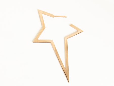 18K Rose Gold Preowned Asymmetric star Large Two Toned Single Hoop Online Hot Sale