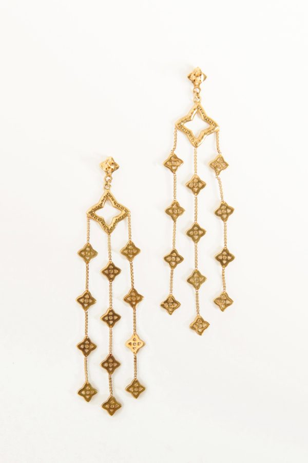 18K Yellow Gold Preowned Quatrefoil Chain earrings Cheap