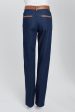 Indigo High-Waisted Jeans With Brown Leather Trim Online