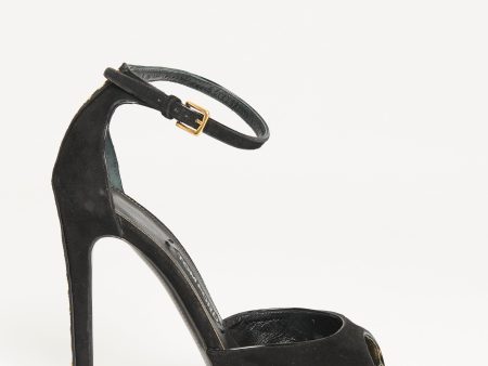 Black Suede Preowned Screw Platform Sandals Online Sale