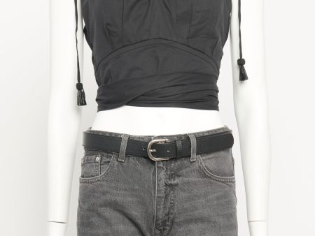 Black Cotton Poplin Preowned Retrospect Wrap Cropped Top Supply