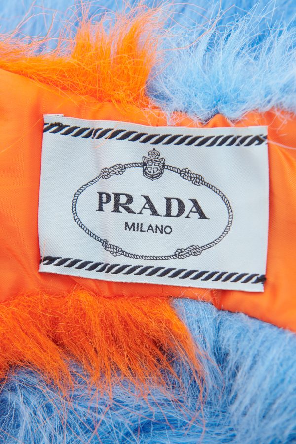 2011 Orange & Blue Faux Fur Preowned Colour Block Scarf Online