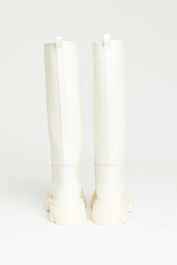 White Leather Tubular Preowned Lug Boots For Discount