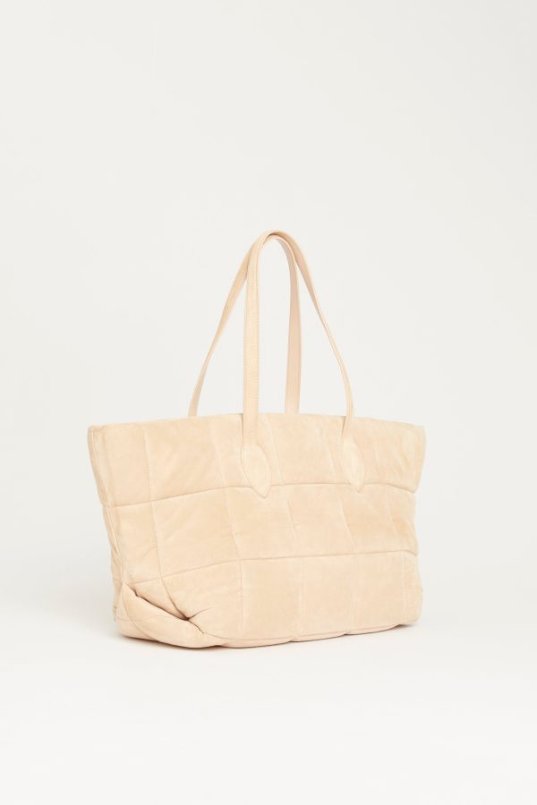 Beige Suede Preowned Florence Quilted Tote Bag Online Sale