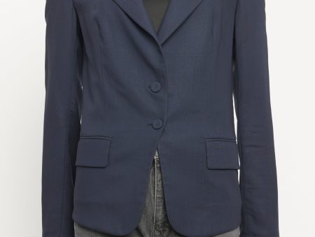 2006 Navy Wool Preowned Single Breasted Blazer For Sale