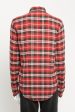 2018 Red & Black Viscose Blend Preowned Check Flannel Shirt For Sale