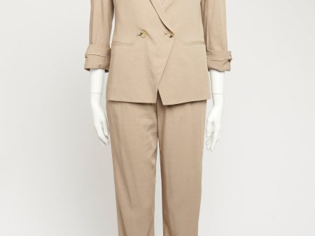 Ecru Viscose Blend Preowned Double Breasted Two Piece Suit Sale