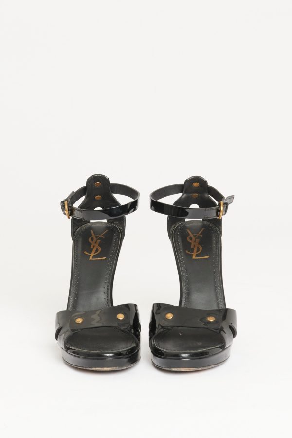 Black Patent Leather Preowned Sandals Hot on Sale