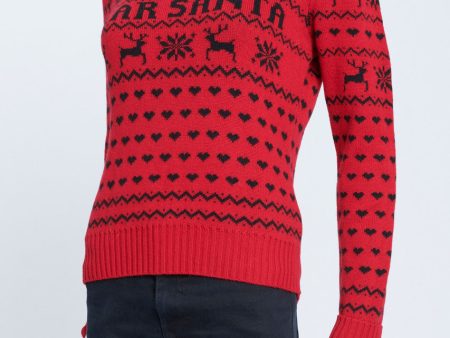 Red Wool Knitted  Dear Santa  Long Sleeve Preowned Christmas Jumper Online