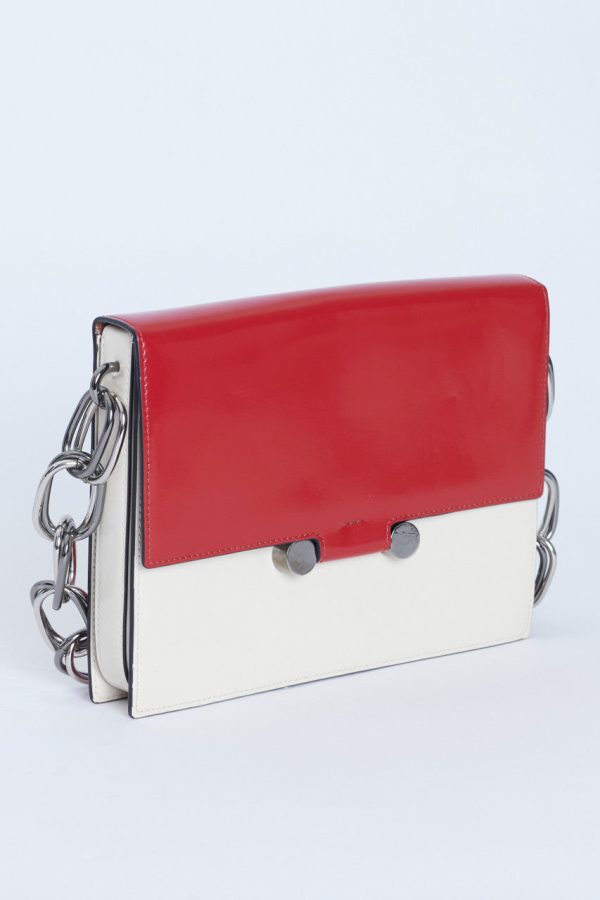 Red And Cream Leather Caddy Preowned Shoulder Bag For Sale