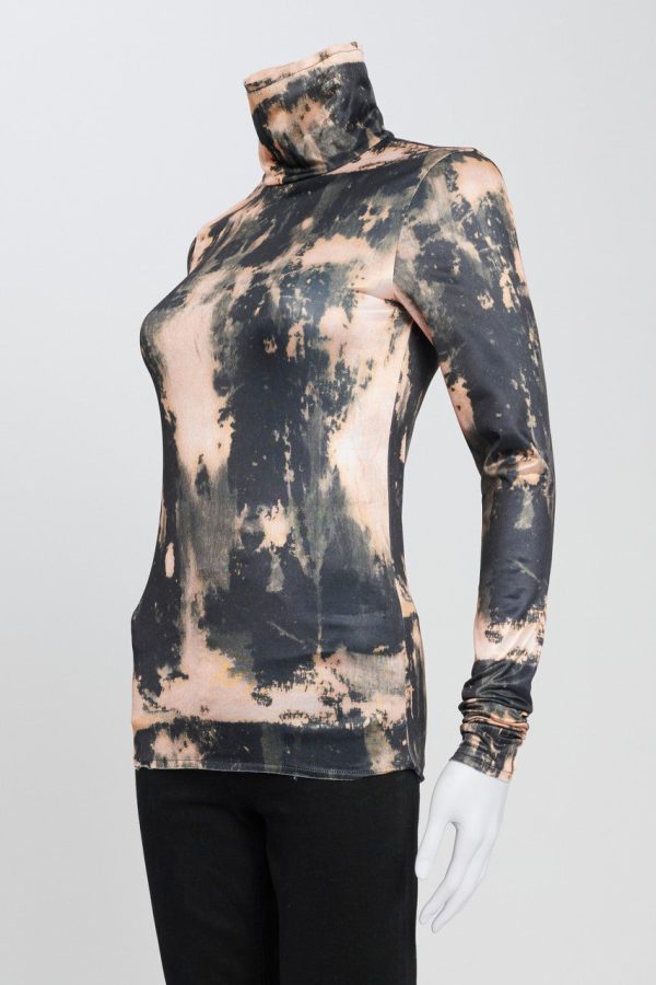 Black Eryn Tie-Dye Silky Feel Stretch Top For Discount