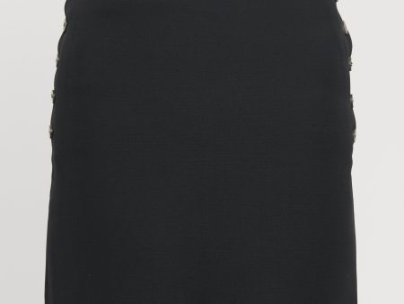 Black Wool Blend Preowned Button Up Mini Skirt Hot on Sale