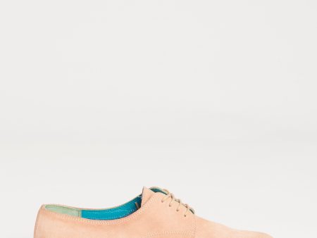 Salmon Pink Suede Preowned Bukka Joe Lace Up Oxfords For Cheap