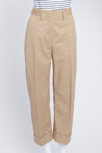 Camel Pleated Three-Quarter Length Trousers Online now