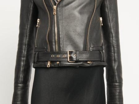 Crop Leather Biker Preowned Jacket Discount