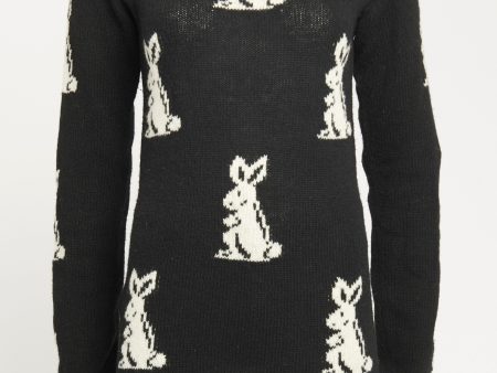 2016 Black Shetland Wool Preowned Bunny Knit Online Hot Sale