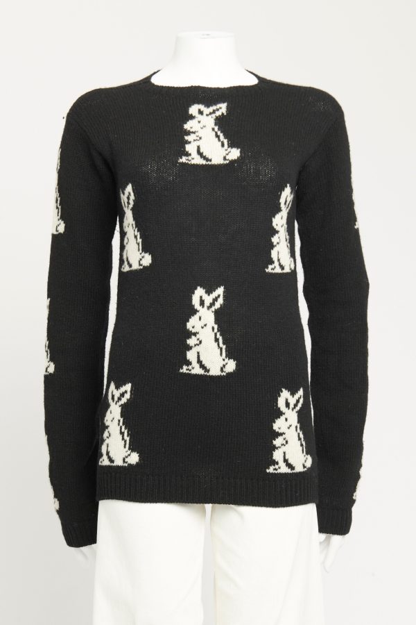 2016 Black Shetland Wool Preowned Bunny Knit Online Hot Sale