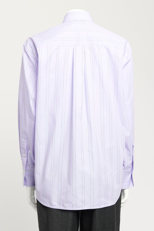 Purple Cotton Preowned Striped Oversized Shirt Online now