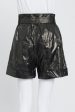 Black Shiny Cotton High-Waist Shorts Cheap